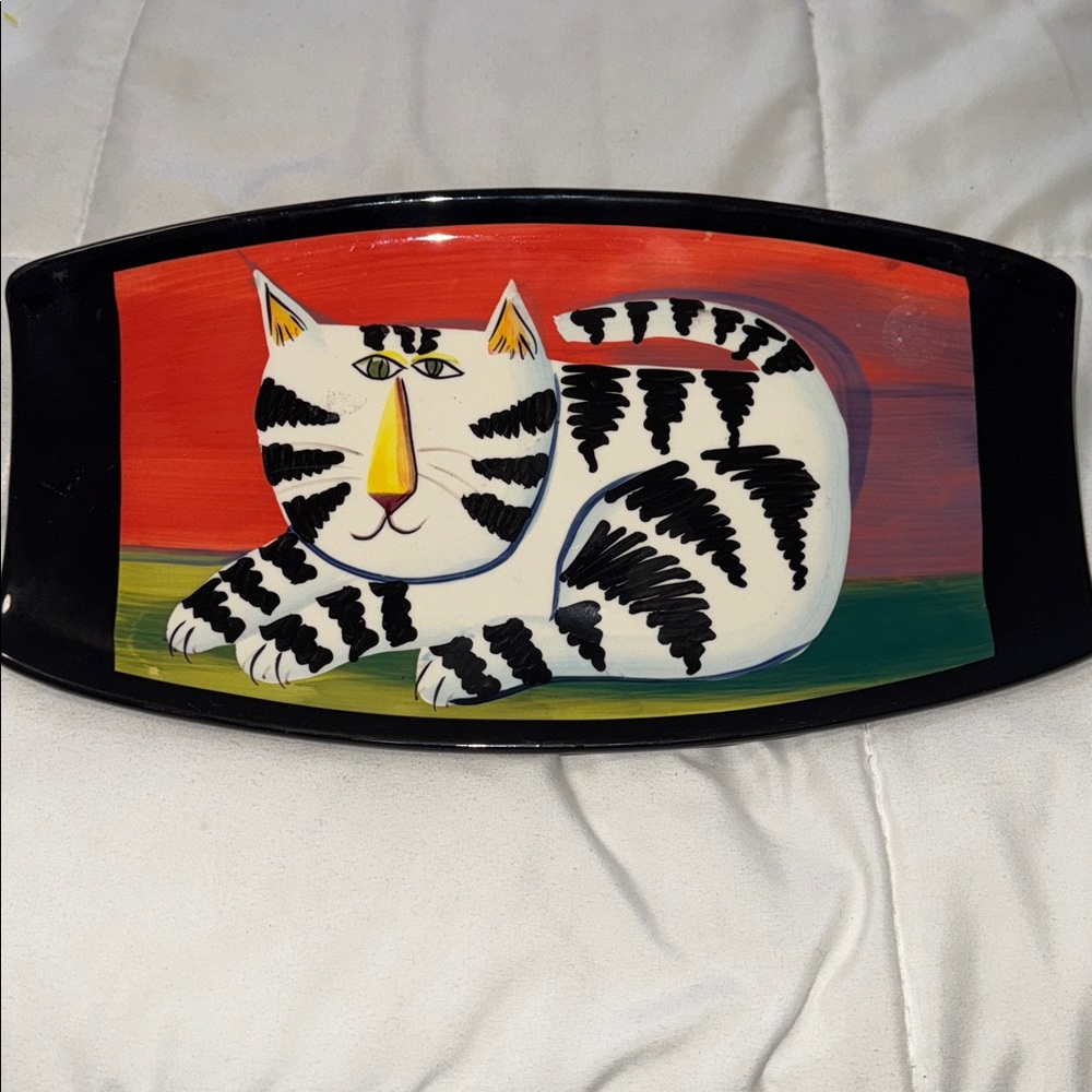 Naylor Design 2005-Colorful Cat Art Tray. 12X 4